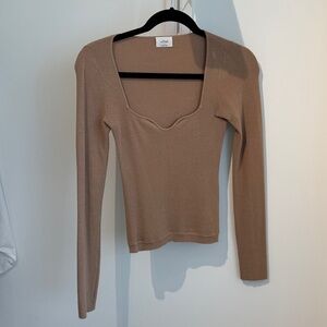 Wilfred Camel Ribbed Knit Top